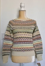 Vintage Bananas Knits w/ Apeel Sweater By Nancy Bossio Size Small Earthtones NWT