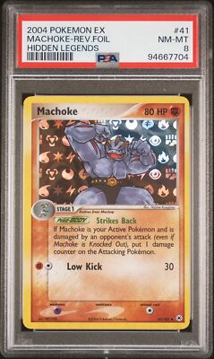 PSA 8 Machoke Reverse Holo #41 2004 Pokemon Ex Hidden Legends