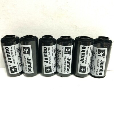 6 BLACK JUMBO WEAVING THREAD FOR  WEFT HAIR  BRAID EXTENSIONS ETC 100% POLYSTER.