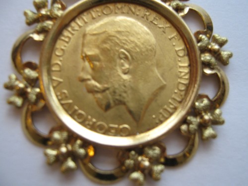 1917 , 22k Gold , French , King George V ,Gold Sovereign Coin Rope Bezel Pendant - Picture 2 of 21