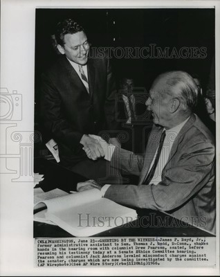 1966 Press Photo James P. Boyd, Jr. in hearing of Senate Ethics Committee