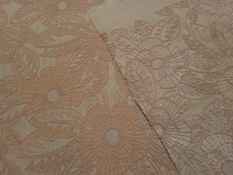 Valiant CYNTHIA DUNE Peach Orange Embroidered Floral Designer Drapery Fabric - Image 2 of 4