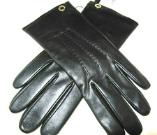 Coach Women's Black Sheepskin Leather Gloves Merino Wool Lined Size 6.5 NWT 135