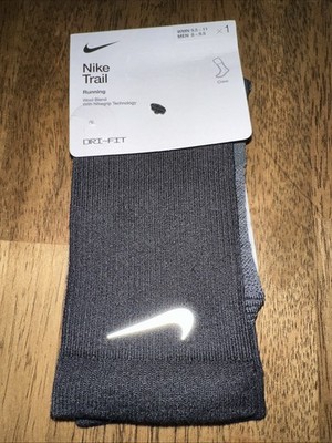 Nike Men's Dri-FIT Trail Running Crew Socks - HF0854 010 - Black - Size: 8-9.5