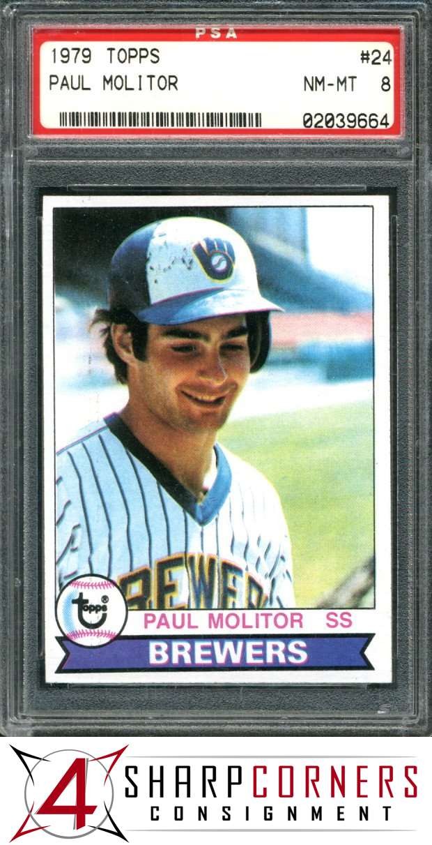 1979 TOPPS #24 PAUL MOLITOR BREWERS HOF PSA 8