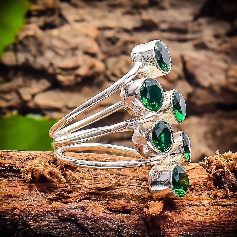 Chrome Diopside Gemstone 925 Sterling Silver Gemstone Jewelry Ring All Size" - Image 2 of 4
