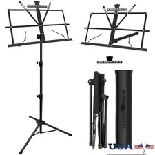 Adjustable Music Stand Tripod Metal Portable Foldable Dual-Use W/ Carry Bag