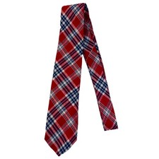 Vintage Brooks Brothers Makers Tie 100 Cotton Red White Blue Plaid Made in USA
