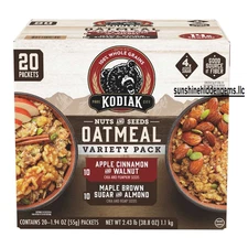 Kodiak Cakes Nuts & Seeds Oatmeal, Variety Pack, 20 pk.