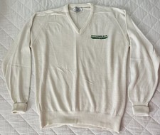 Vintage Million Air Men’s Sweater Size Large V Neck Cream Made in USA Pilot