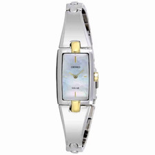 Seiko SUP218 Women's Core Solar Mother of Pearl Dial Two Tone Steel Power Reserv