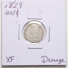 1829 H10C Capped Bust Half Dime with XF Detail Damage #6925