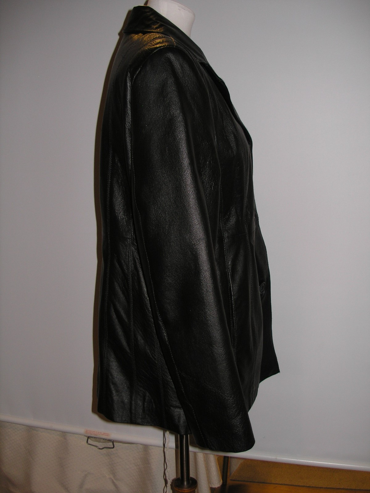 WOMENS BLACK LEATHER JACKET, SOLID BLACK, LARGE - image 4