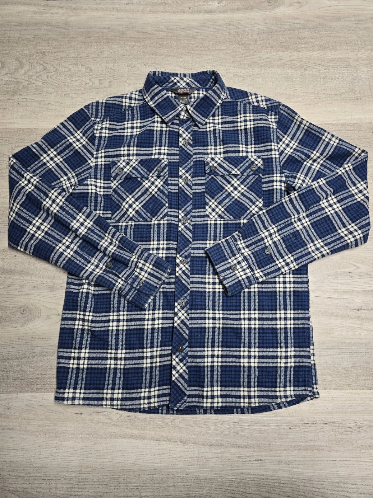 Outdoor Research Flannel Shirt Mens M Blue Plaid Button Front Gorpcore Crony