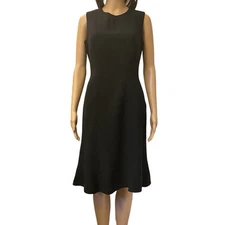 Liz Claiborne Women’s Dress Black Sleeveless Asymmetrical Below Knee Zip Size 4