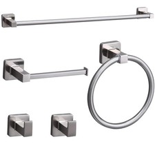 5 Pieces Brushed Nickel Bathroom Hardware Set,Wall Mounted 23.6 inch Towel Ba...