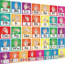 36 Pieces ASL Alphabet Line Bulletin Board Set ABC Number Sign Language Flash Ca