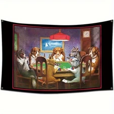 1pc Arbinger Dogs Playing Poker Tapestry - Humorous Wall Hanging Art with 6 Dogs