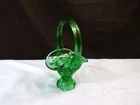 Fenton Green Glass Mini Miniature Basket