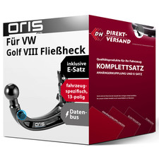 Für Golf VIII Fließheck CD1/DA1 (Oris) Anhängerkupplung abnehmbar + E-Satz 13pol