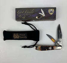 Frost Cutlery Family Series 3 1/2" Copperhead Pocket Knife Horn handle FF-104ROA