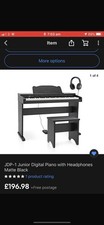 Gear4music JDP-1 Junior Digital Piano with Stool and New Headphones, Black.
