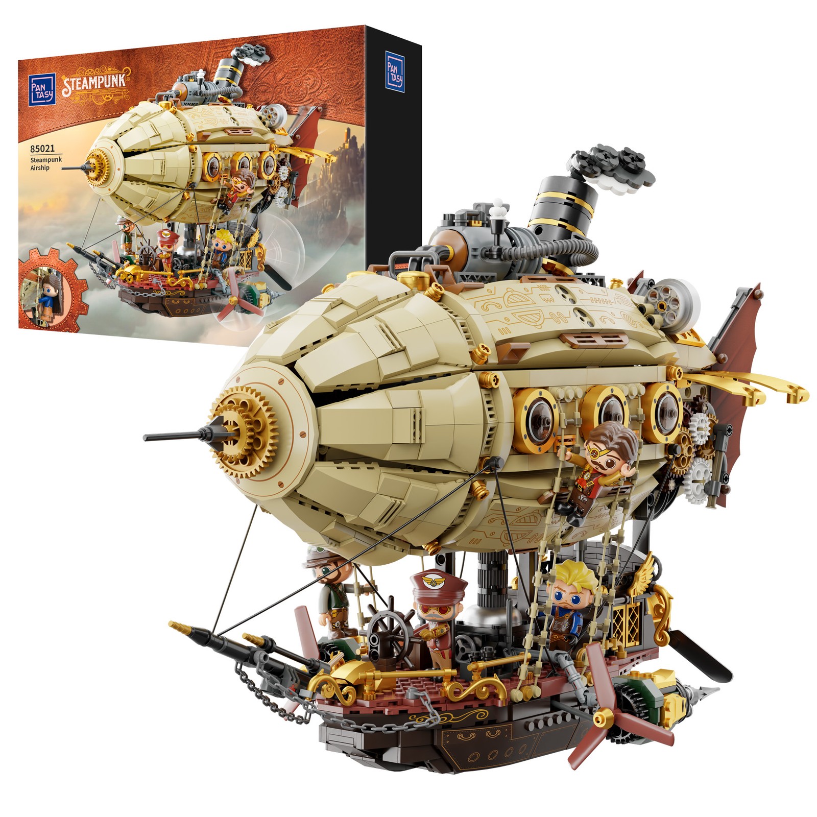 Pantasy Steampunk Airship - 1949 pcs Brick Build Model Kit