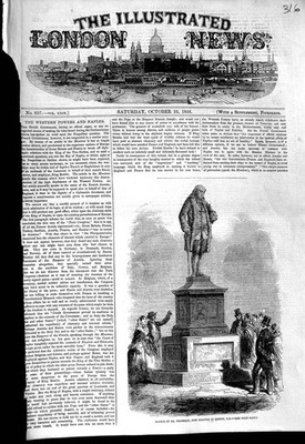 Original alter antiker Druck 1856 Statue Dr. Franklin Boston Amerika viktorianisch