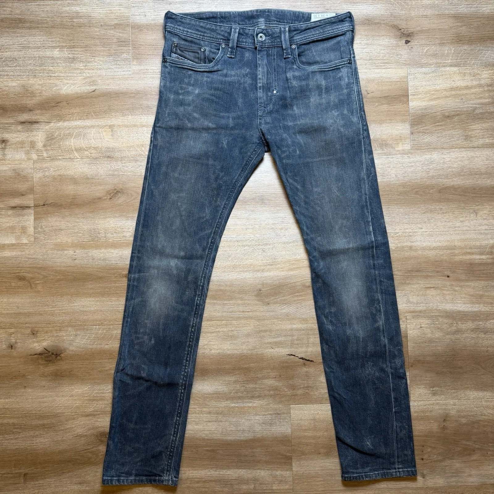 Diesel Thanaz Jeans Men 30x30 Dark Indigo Slim Skinny Stretch Dirty Wash 008S9