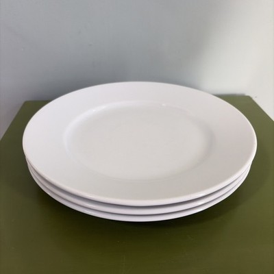 Set of 3 Crate & Barrel White Diner Dinner Plates 10-1/2'' Made In Poland