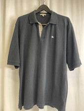 Burberry London Black Polo Shirt Men  s XXL Nova Check Placket Short Sleeve