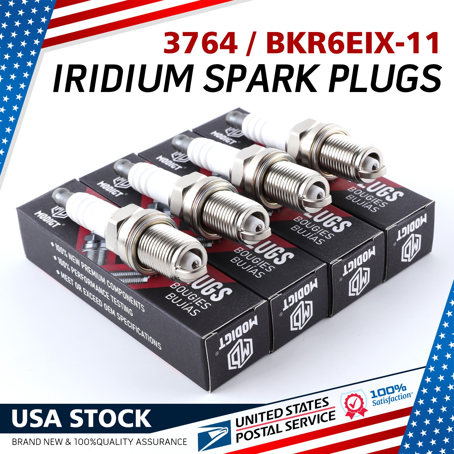 OEM Quality NEW 4Pcs Spark Plugs FOR NGK 3764 BKR6EIX-11 Iridium IX BKR6EIX11