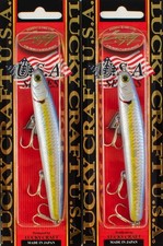 (LOT OF 2) LUCKY CRAFT WANDER SLIM 110 3/4OZ WDS110-723 ZEBRA MS CHART SHD B6313