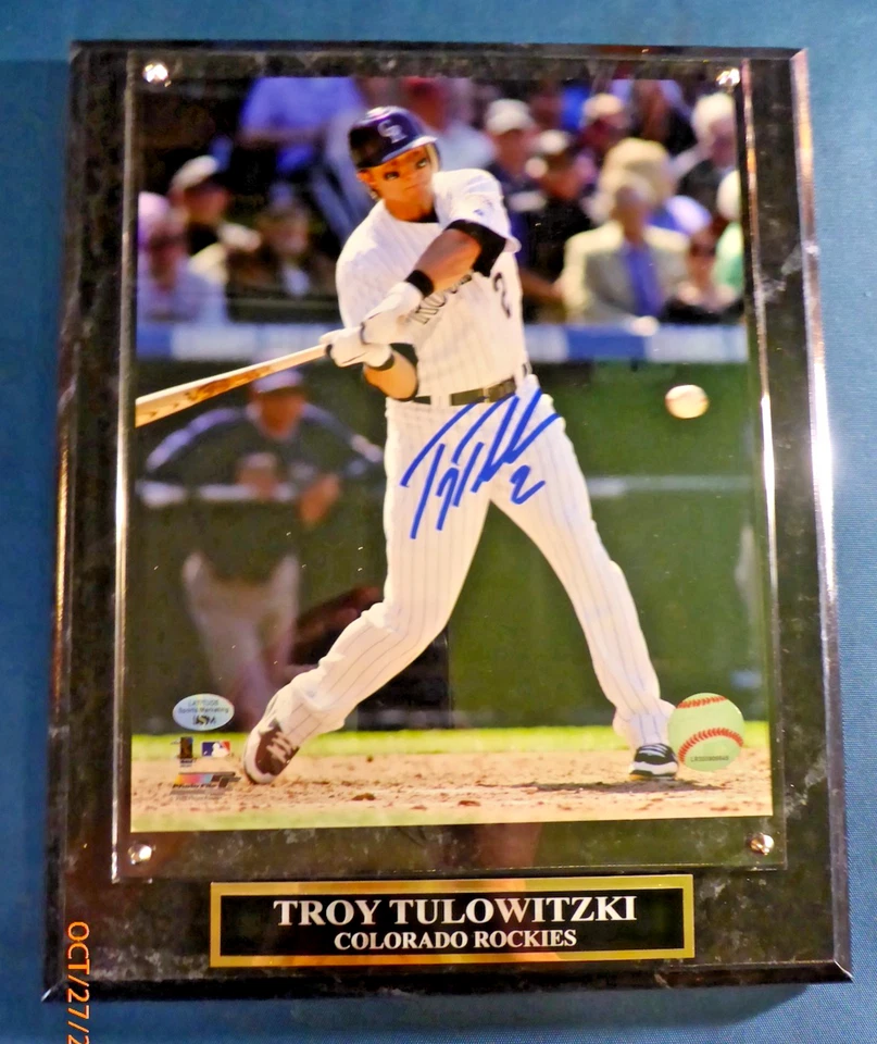 Placa fotográfica ASSINADA Troy Tulowitzki 8x10 certificado de autenticidade Latitude Sports Marketing (LSM) - Imagem 2 de 4