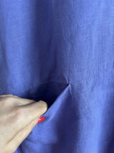 Pure Linen Purple w/ Pockets Dress Size L 16-18 Lagenlook MIDI Oversized Scandi - 第 4/6 張圖片