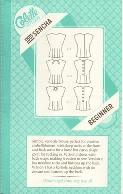 Colette Schnittmuster 1007 Sencha Bluse Top zur Verzierung Größe 33-35'' Brustumfang