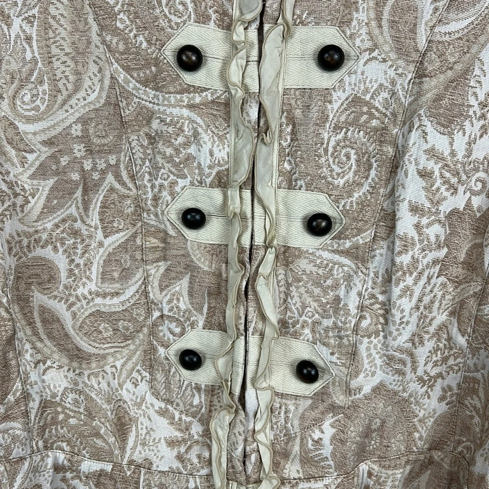 Venezia Women’s Size 18/20 Beige Ruffled Paisley Blazer Jacket Regency Romantic - Image 2 of 4