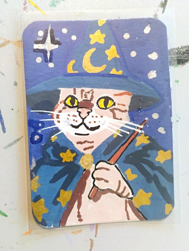 ACEO Original By Wren Thorne - "Wizard Cat"