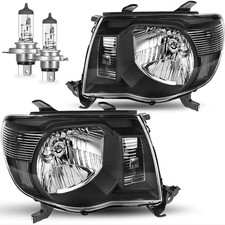 Headlights for Tacoma 2005-2011 Smoky Chrome Housing Amber Reflector