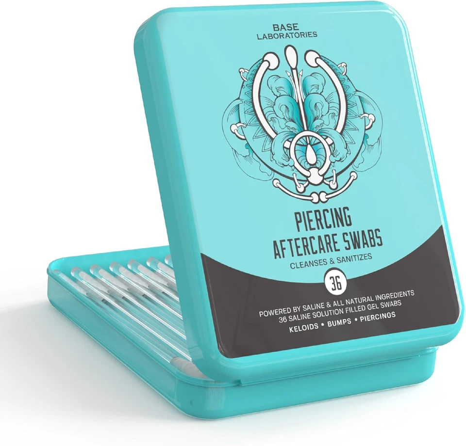 BSL-BLU-SWAB BASE LABORATORIES Base Labs Piercing Aftercare Swabs for Piercing Bump Treatment