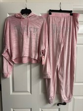 NWT Juicy Couture Pink Velour Hooded Shirt  Pants Pajama Set Size XL