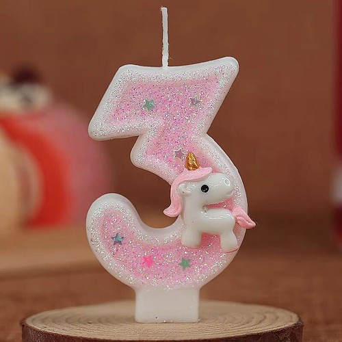 3D Number Birthday Candle Pink Glitter Unicorn Cake Decorating Party Anniversary - Picture 25 of 44