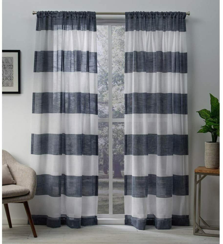 Exclusivo Panel de Cortina de Bolsillo Hogar Darma Rod Ventana Paquete de 2 Índigo 50 x 84