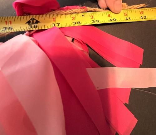 Pink White Tassel Ribbon Ombré Pom Pom Garland Girls Rope Banner EUC 36 In - Picture 7 of 10