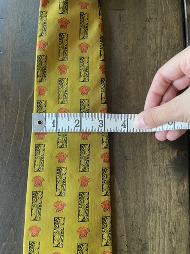 Vintage Gianni Versace Gold/Yellow Multicolored Baroque Medusa Print Silk Tie IT - Picture 9 of 12