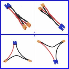 EC3 1 Female to 2 Male XT30 Series Parallel Harness Wire RC Lipo Battery Adapter