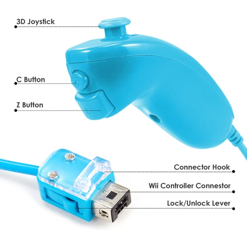 Built in Motion Plus Remote Controller &Nunchuck for Nintendo Wii /Wii U Console