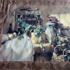 Riddle Home&Gift Tuscan Tapestry 41x51  Wine Fruit Beautiful w/ Rod Wall Decor