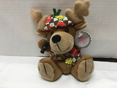 Vintage Coca COLA REINDEER Plush Brown 6 in. Bean Bag 1998