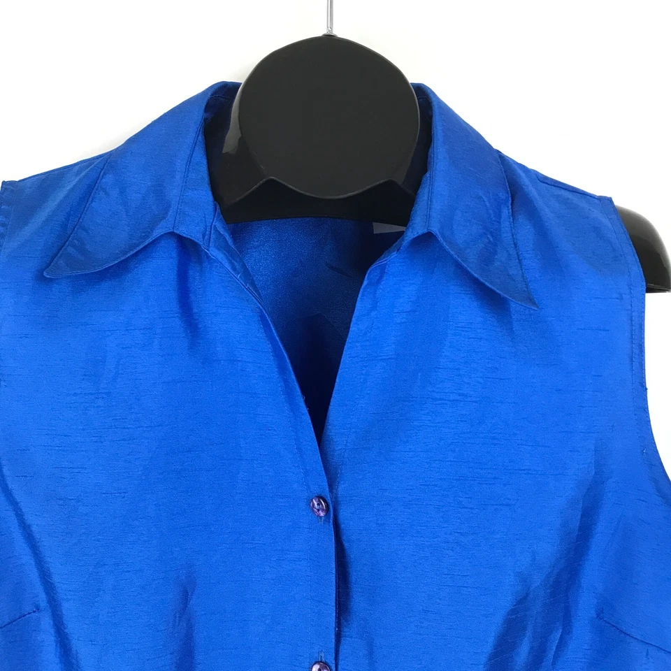 Vestido Sag Harbor Top sin mangas con botones para mujer talla grande 18 azul texturizado Foto 2 de 4